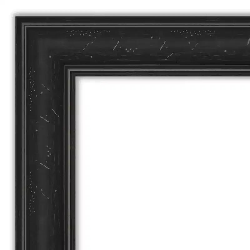22"x28" Non-Beveled Shipwreck Black Narrow Wall Mirror, Modern Rectangle, Polystyrene Frame, Includes Mounting Hardware