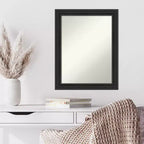22"x28" Non-Beveled Shipwreck Black Narrow Wall Mirror, Modern Rectangle, Polystyrene Frame, Includes Mounting Hardware