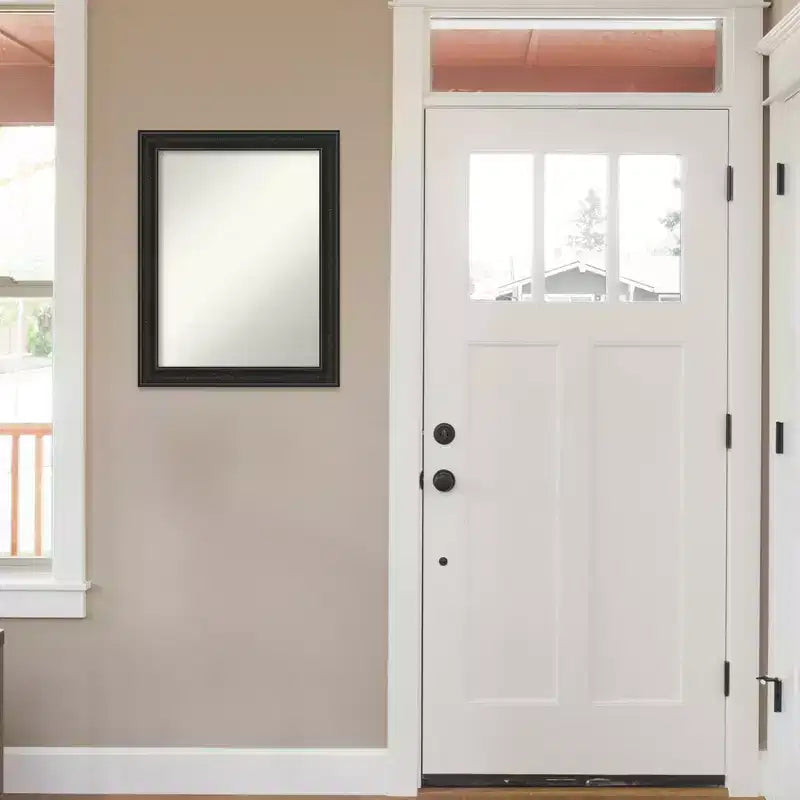 22"x28" Non-Beveled Shipwreck Black Narrow Wall Mirror, Modern Rectangle, Polystyrene Frame, Includes Mounting Hardware