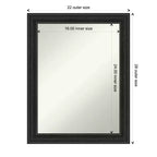22"x28" Non-Beveled Shipwreck Black Narrow Wall Mirror, Modern Rectangle, Polystyrene Frame, Includes Mounting Hardware