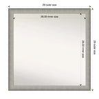 29" x 29" Non-Beveled Elegant Narrow Bathroom Wall Mirror, Brushed Pewter, Square, Wall Mount, Includes Hardware