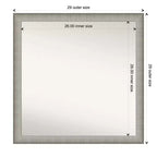 29" x 29" Non-Beveled Elegant Narrow Bathroom Wall Mirror, Brushed Pewter, Square, Wall Mount, Includes Hardware