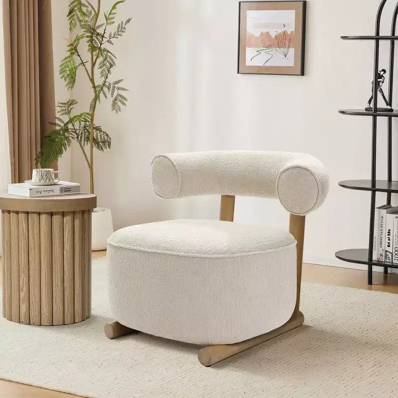 Upholstered Cream Modern U-Shape Back Accent Chair, Beige