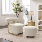 Upholstered Cream Modern U-Shape Back Accent Chair, Beige