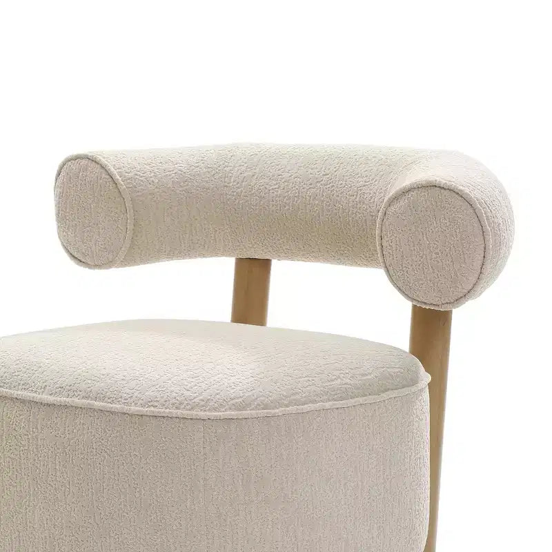 Upholstered Cream Modern U-Shape Back Accent Chair, Beige