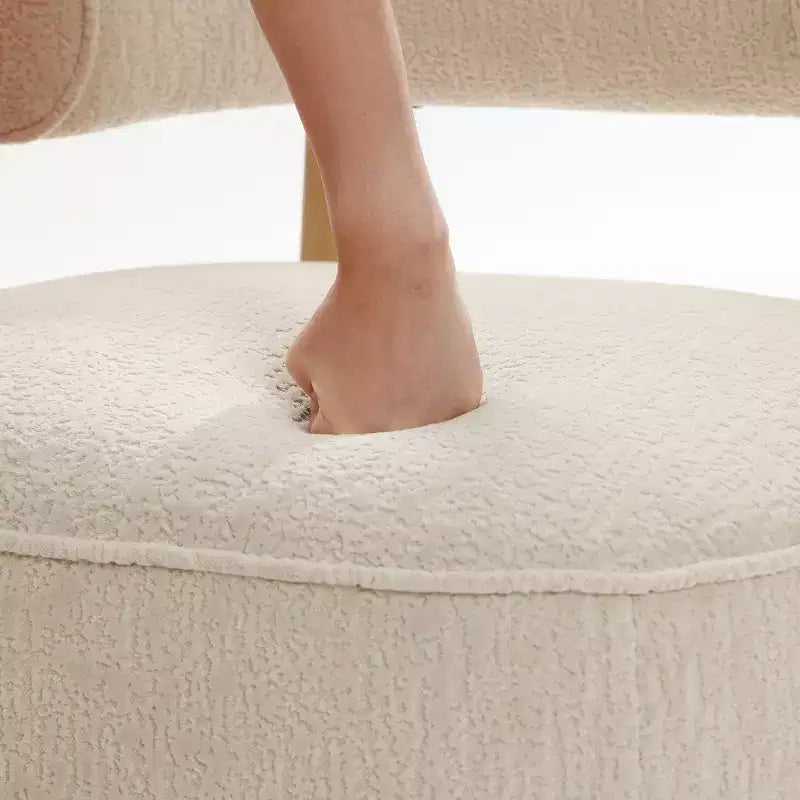 Upholstered Cream Modern U-Shape Back Accent Chair, Beige