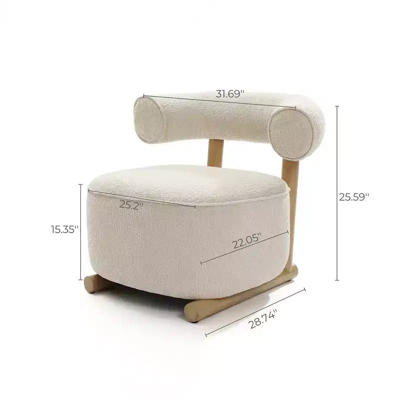 Upholstered Cream Modern U-Shape Back Accent Chair, Beige
