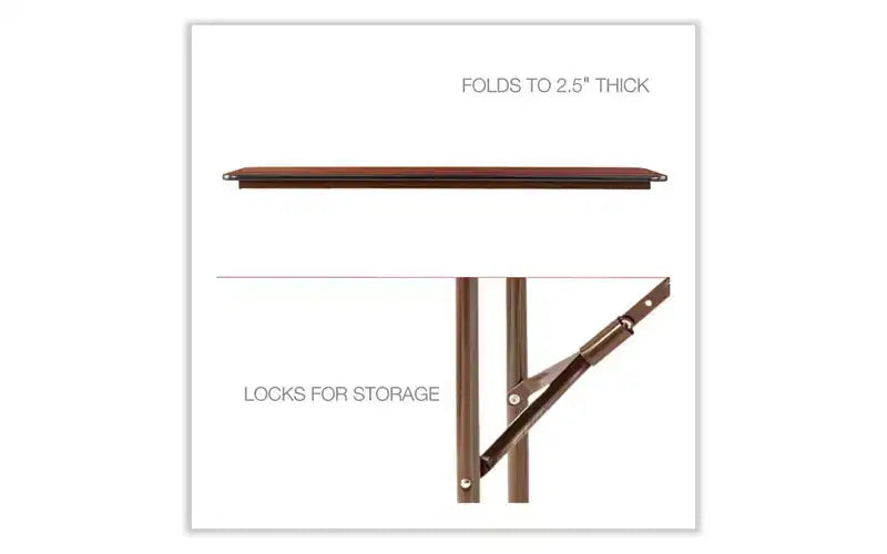 Wood Folding Table, Rectangular, 59.88W x 17.75D x 29.13H, Mahogany