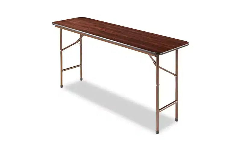 Wood Folding Table, Rectangular, 59.88W x 17.75D x 29.13H, Mahogany