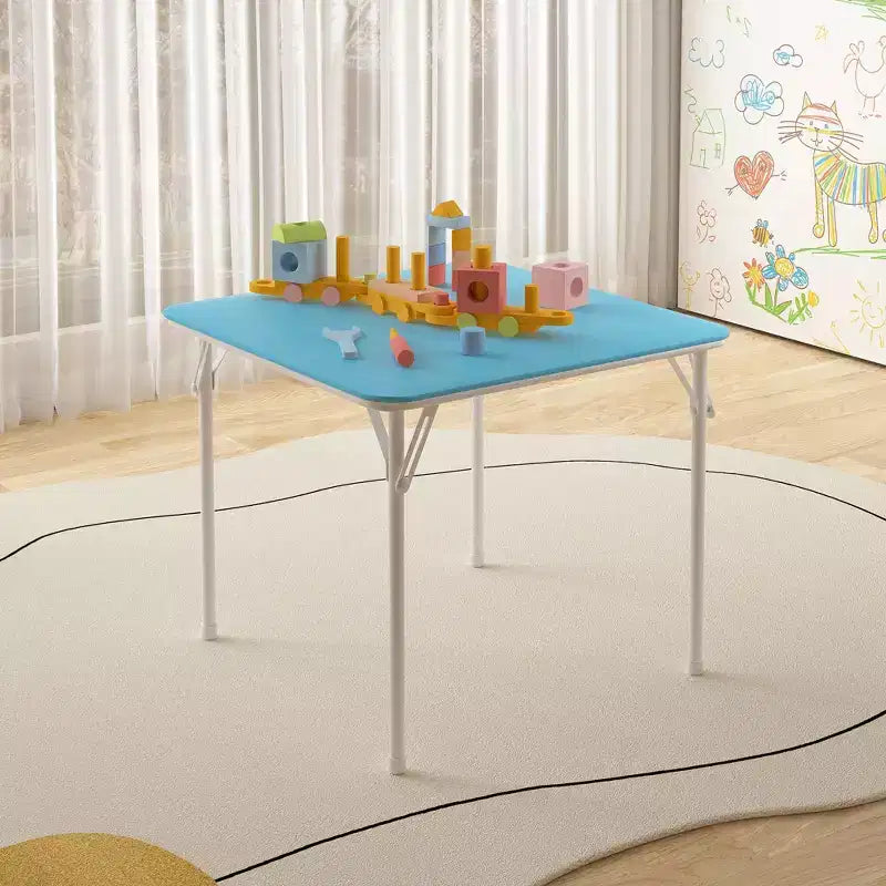Kids Folding Square Table, Portable Card and Game Table, Black/Blue