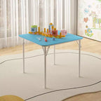 Kids Folding Square Table, Portable Card and Game Table, Black/Blue