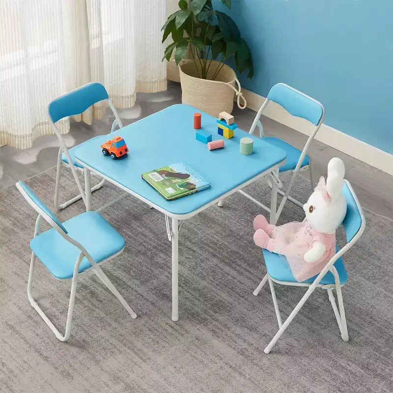 Kids Folding Square Table, Portable Card and Game Table, Black/Blue
