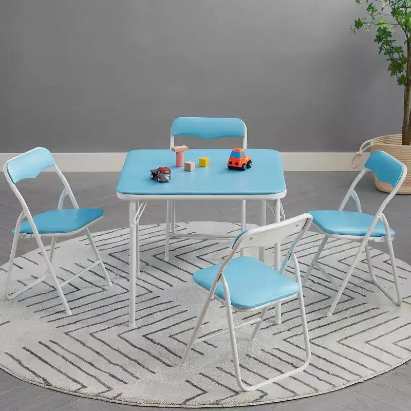 Kids Folding Square Table, Portable Card and Game Table, Black/Blue