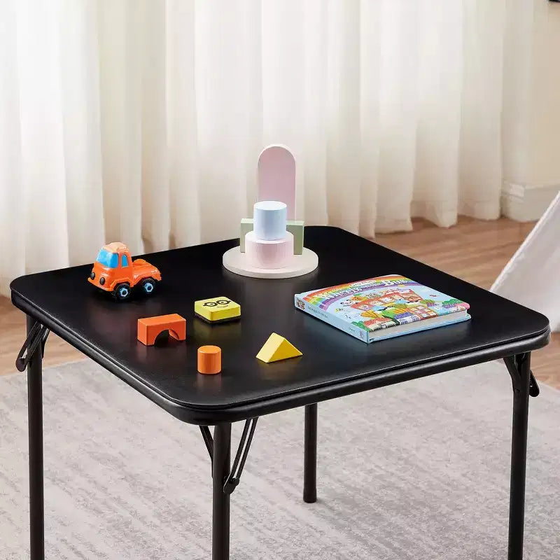 Kids Folding Square Table, Portable Card and Game Table, Black/Blue