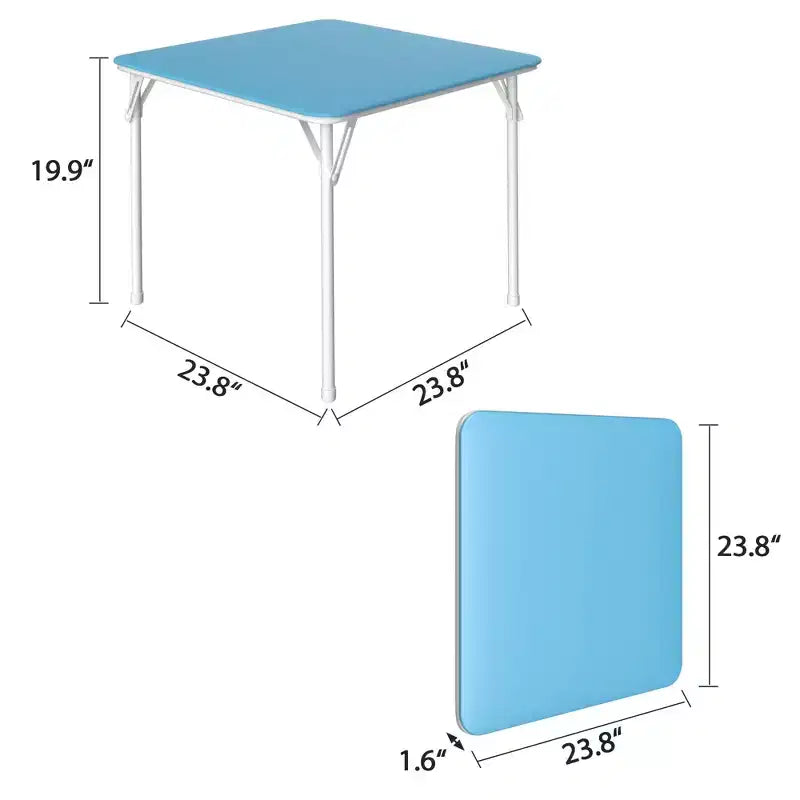 Kids Folding Square Table, Portable Card and Game Table, Black/Blue