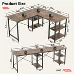 47" L Shaped Computer Desk, Reversible Corner Office Desk with Adjustable Shelves, Writing Study Table for 2 Person, Home Office, Small Space