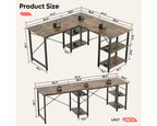 47" L Shaped Computer Desk, Reversible Corner Office Desk with Adjustable Shelves, Writing Study Table for 2 Person, Home Office, Small Space