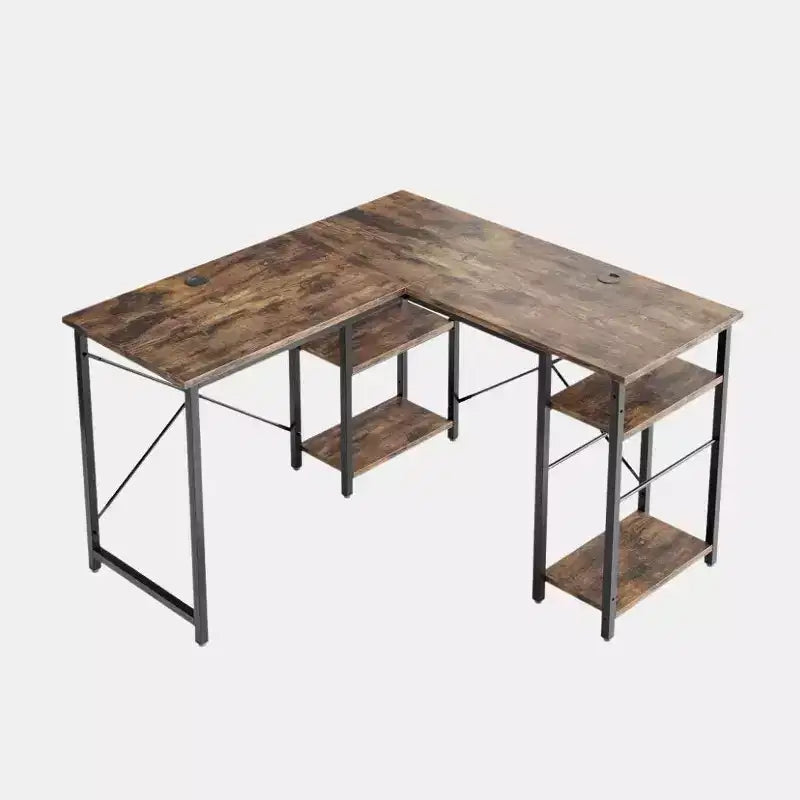 47" L Shaped Computer Desk, Reversible Corner Office Desk with Adjustable Shelves, Writing Study Table for 2 Person, Home Office, Small Space