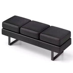 Waiting Room Bench Seating with Metal Frame Leg, Upholstered Reception Bench, Black/Gray