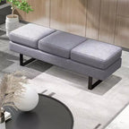 Waiting Room Bench Seating with Metal Frame Leg, Upholstered Reception Bench, Black/Gray