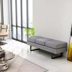 Waiting Room Bench Seating with Metal Frame Leg, Upholstered Reception Bench, Black/Gray