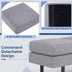 Waiting Room Bench Seating with Metal Frame Leg, Upholstered Reception Bench, Black/Gray