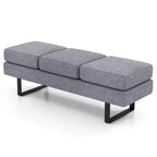 Waiting Room Bench Seating with Metal Frame Leg, Upholstered Reception Bench, Black/Gray
