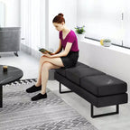 Waiting Room Bench Seating with Metal Frame Leg, Upholstered Reception Bench, Black/Gray