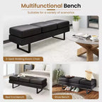 Waiting Room Bench Seating with Metal Frame Leg, Upholstered Reception Bench, Black/Gray