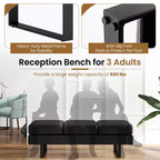 Waiting Room Bench Seating with Metal Frame Leg, Upholstered Reception Bench, Black/Gray