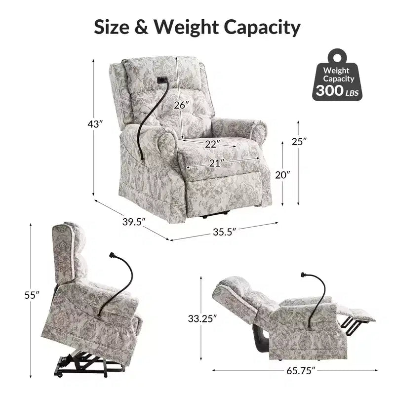 Lift Assist Power Recliner with Massage, Heat and Manual Headrest