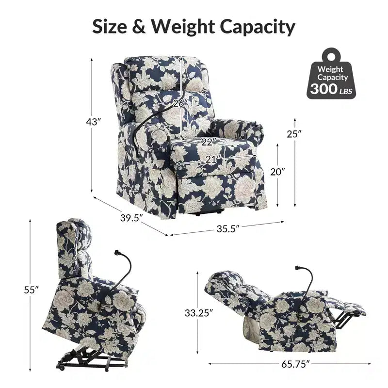 Lift Assist Power Recliner with Massage, Heat and Manual Headrest