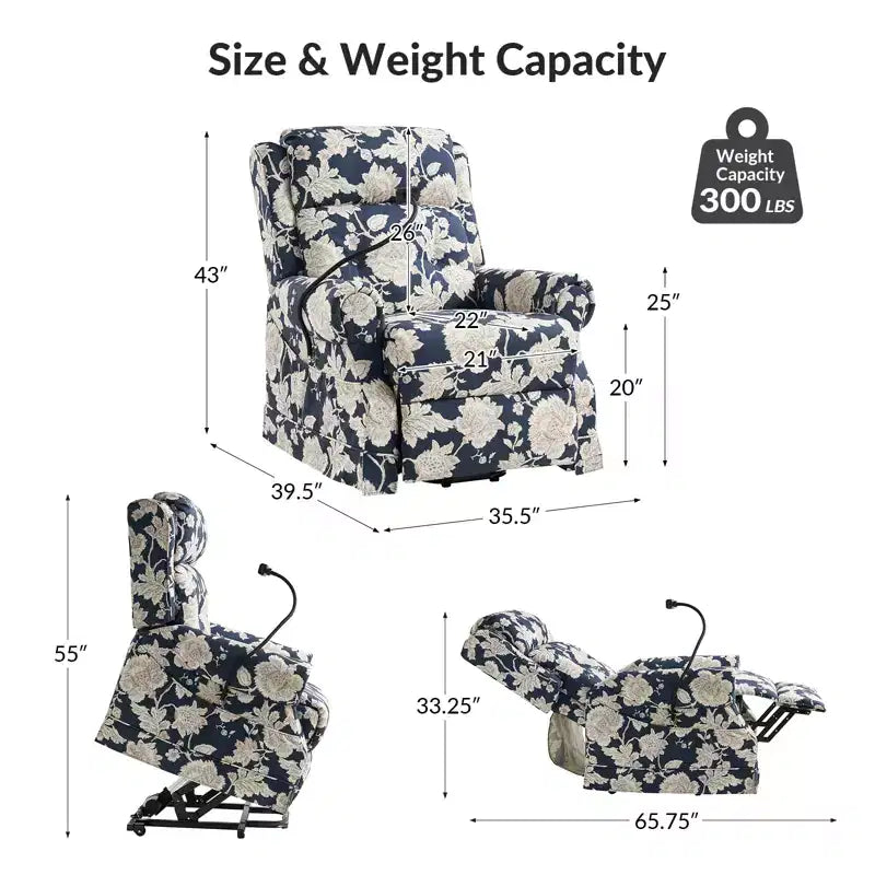 Lift Assist Power Recliner with Massage, Heat and Manual Headrest
