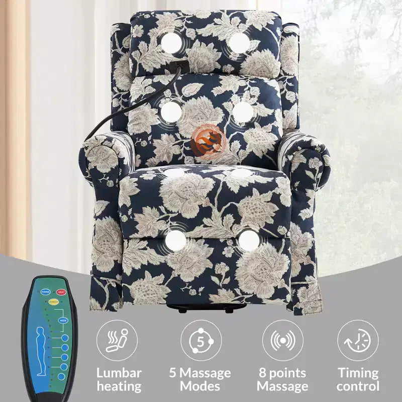 Lift Assist Power Recliner with Massage, Heat and Manual Headrest