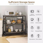 Rolling Kitchen Island with Charging Station and Glass Holders