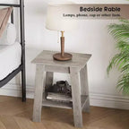 Farmhouse End Table  Rustic 2-Tier Side Table with Storage Shelf, Narrow Nightstand, Minimalist Accent Table for Living Room and Bedroom