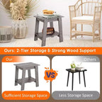 Farmhouse End Table  Rustic 2-Tier Side Table with Storage Shelf, Narrow Nightstand, Minimalist Accent Table for Living Room and Bedroom