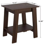 Farmhouse End Table  Rustic 2-Tier Side Table with Storage Shelf, Narrow Nightstand, Minimalist Accent Table for Living Room and Bedroom