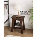 Farmhouse End Table  Rustic 2-Tier Side Table with Storage Shelf, Narrow Nightstand, Minimalist Accent Table for Living Room and Bedroom