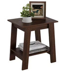 Farmhouse End Table  Rustic 2-Tier Side Table with Storage Shelf, Narrow Nightstand, Minimalist Accent Table for Living Room and Bedroom