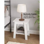 Farmhouse End Table  Rustic 2-Tier Side Table with Storage Shelf, Narrow Nightstand, Minimalist Accent Table for Living Room and Bedroom
