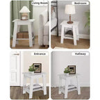 Farmhouse End Table  Rustic 2-Tier Side Table with Storage Shelf, Narrow Nightstand, Minimalist Accent Table for Living Room and Bedroom