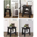 Farmhouse End Table  Rustic 2-Tier Side Table with Storage Shelf, Narrow Nightstand, Minimalist Accent Table for Living Room and Bedroom