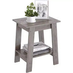 Farmhouse End Table  Rustic 2-Tier Side Table with Storage Shelf, Narrow Nightstand, Minimalist Accent Table for Living Room and Bedroom