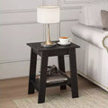 Farmhouse End Table  Rustic 2-Tier Side Table with Storage Shelf, Narrow Nightstand, Minimalist Accent Table for Living Room and Bedroom
