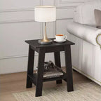 Farmhouse End Table  Rustic 2-Tier Side Table with Storage Shelf, Narrow Nightstand, Minimalist Accent Table for Living Room and Bedroom