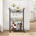 Bar Cart, Home Bar Serving Cart, Small Bar Cart with 3-Tier Shelf, Wine Holders, Glass Holders, Bar Cart, 15 x 23.6 x 36.2 Inches