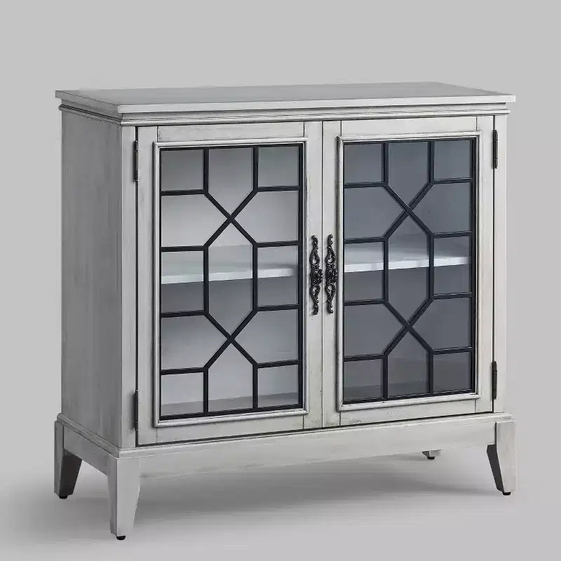 36" Wide Accent Cabinet with 2 Doors, Vintage Style Storage Cabinet with Solid Wood Legs