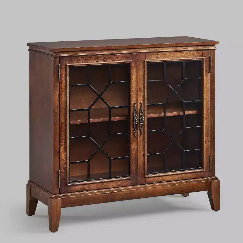 36" Wide Accent Cabinet with 2 Doors, Vintage Style Storage Cabinet with Solid Wood Legs