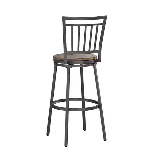 25" Metal Swivel Stool, Slate Grey with Golden Oak Seat